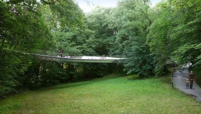 Fiets- en voetgangersbrug in roestvast staal in Luxemburg